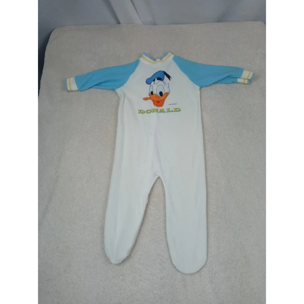 Vintage Donald Duck Jump Suit Baby Sleeper 0-3 Months Retro Disney One Piece Fit